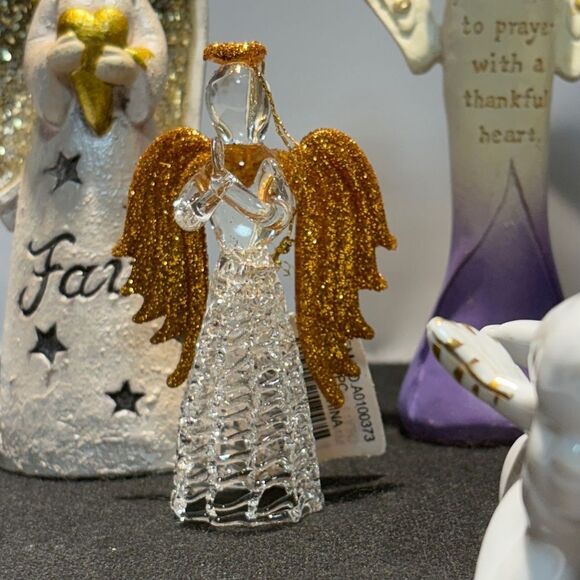 Set of Angel Figurines with Gold and Purple Accents - Picture 4 of 11